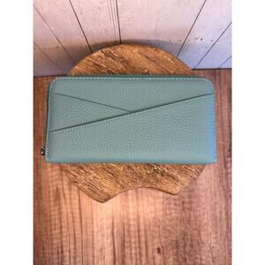 Blue Leather Wallet Criss Cross Pocket Purse Bag Wallet Blue Wallet FAST SHIP